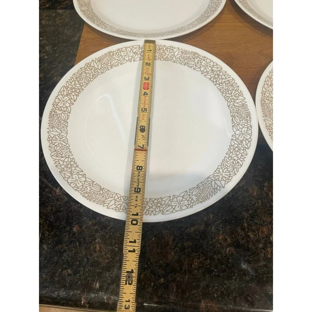 4 Corelle WOODLAND BROWN Dinner Plates